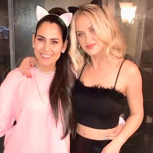 Black spaghetti strap with a flair of feathers!